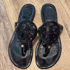Tory Burch Glossy Black Thong Sandals